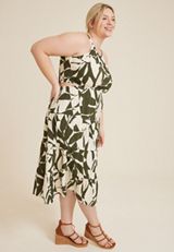 Plus Size Floral Side Cutout Maxi Dress, C2199, small