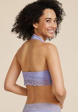 Vintage Lace Halter Bralette, C81, small