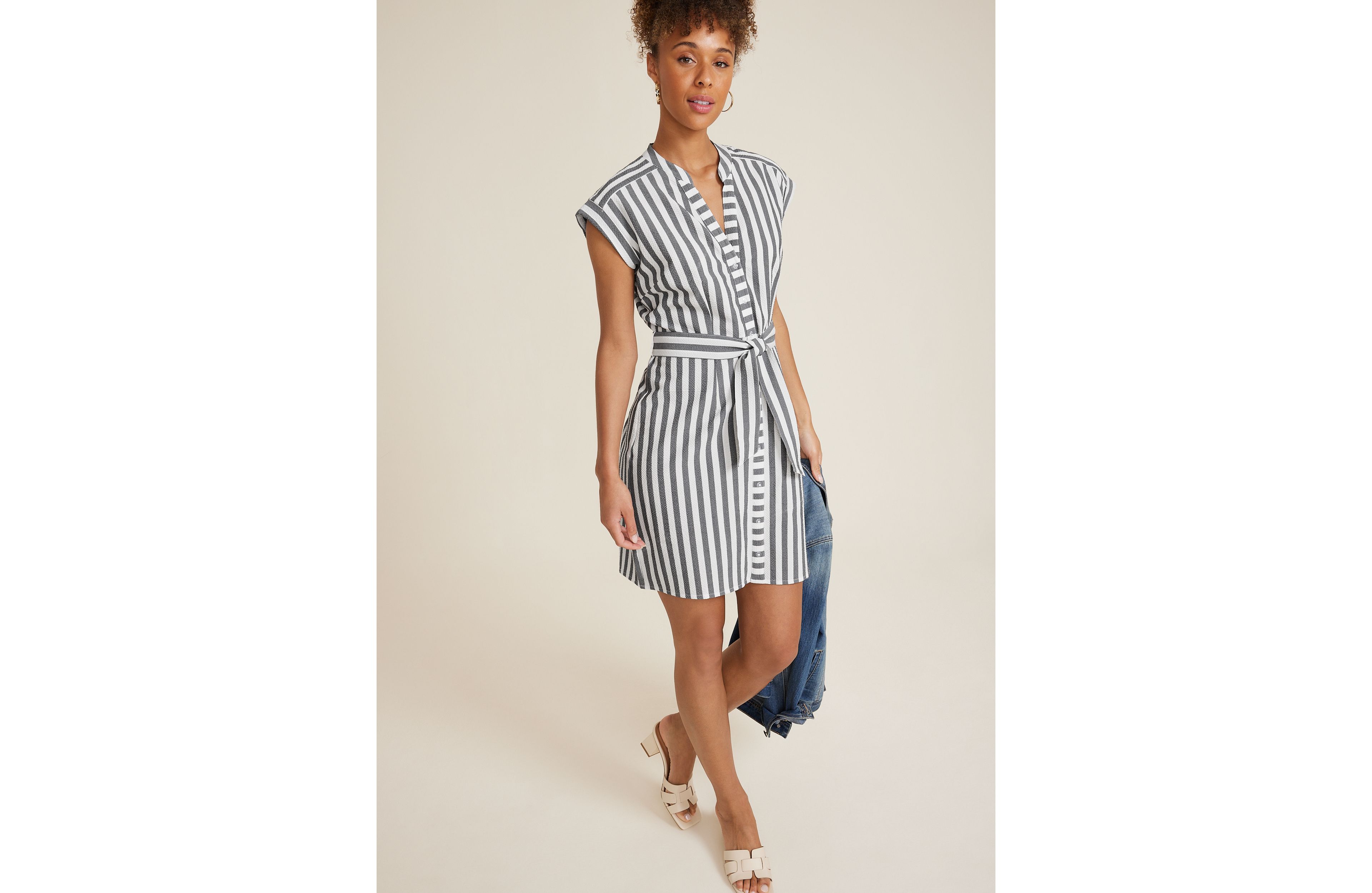 Striped Dolman Shirt Dress