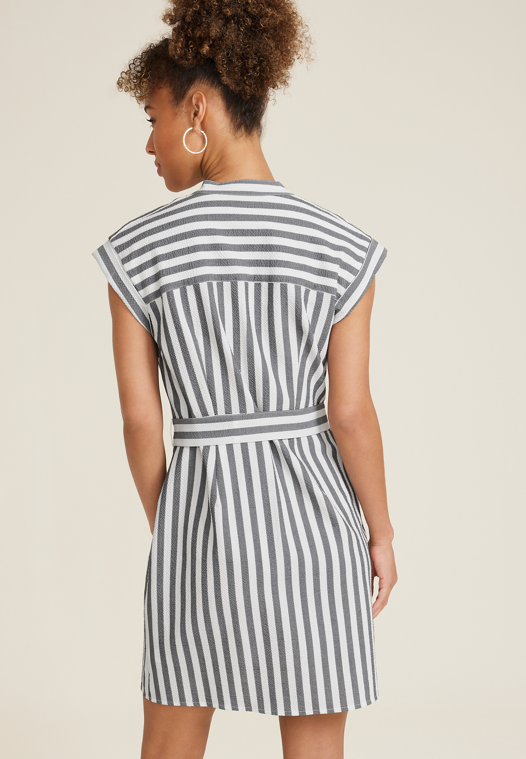 Striped Dolman Shirt Dress, C1755, large