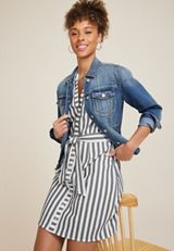 Striped Dolman Shirt Dress, C1755, small