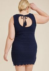Plus Size Crochet Open Back Mini Dress, C1919, small