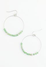 Beaded Hoop Earrings, GREEN, small