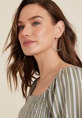 Beaded Hoop Earrings, GREEN, small