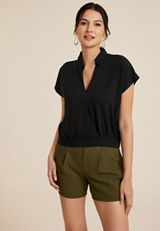 Dolman Surplice Blouse, BLACK, small