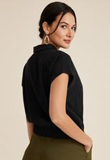 Dolman Surplice Blouse, BLACK, small