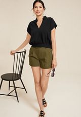 Dolman Surplice Blouse, BLACK, small