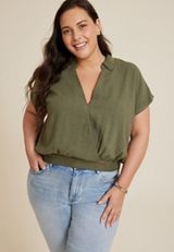 Plus Size Dolman Surplice Blouse, C6522, small