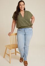 Plus Size Dolman Surplice Blouse, C6522, small