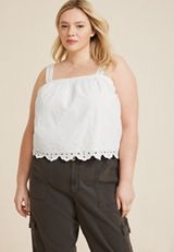 Plus Size Eyelet Swing Tank Top, C4673, small