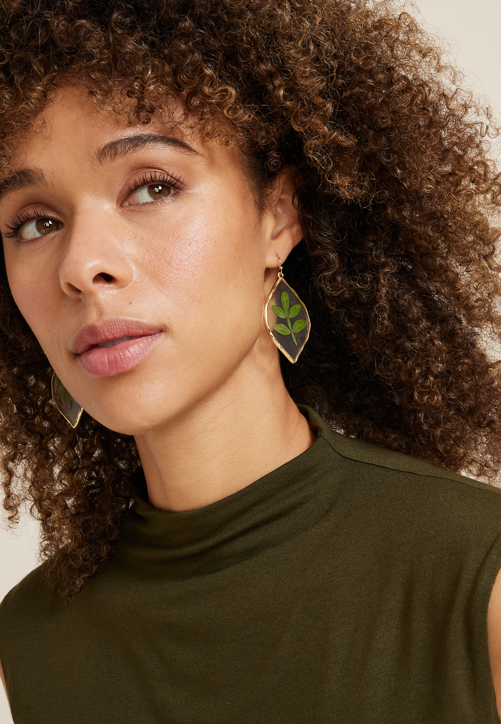 Pressed Leaf Tear Drop Earrings, C1612, large