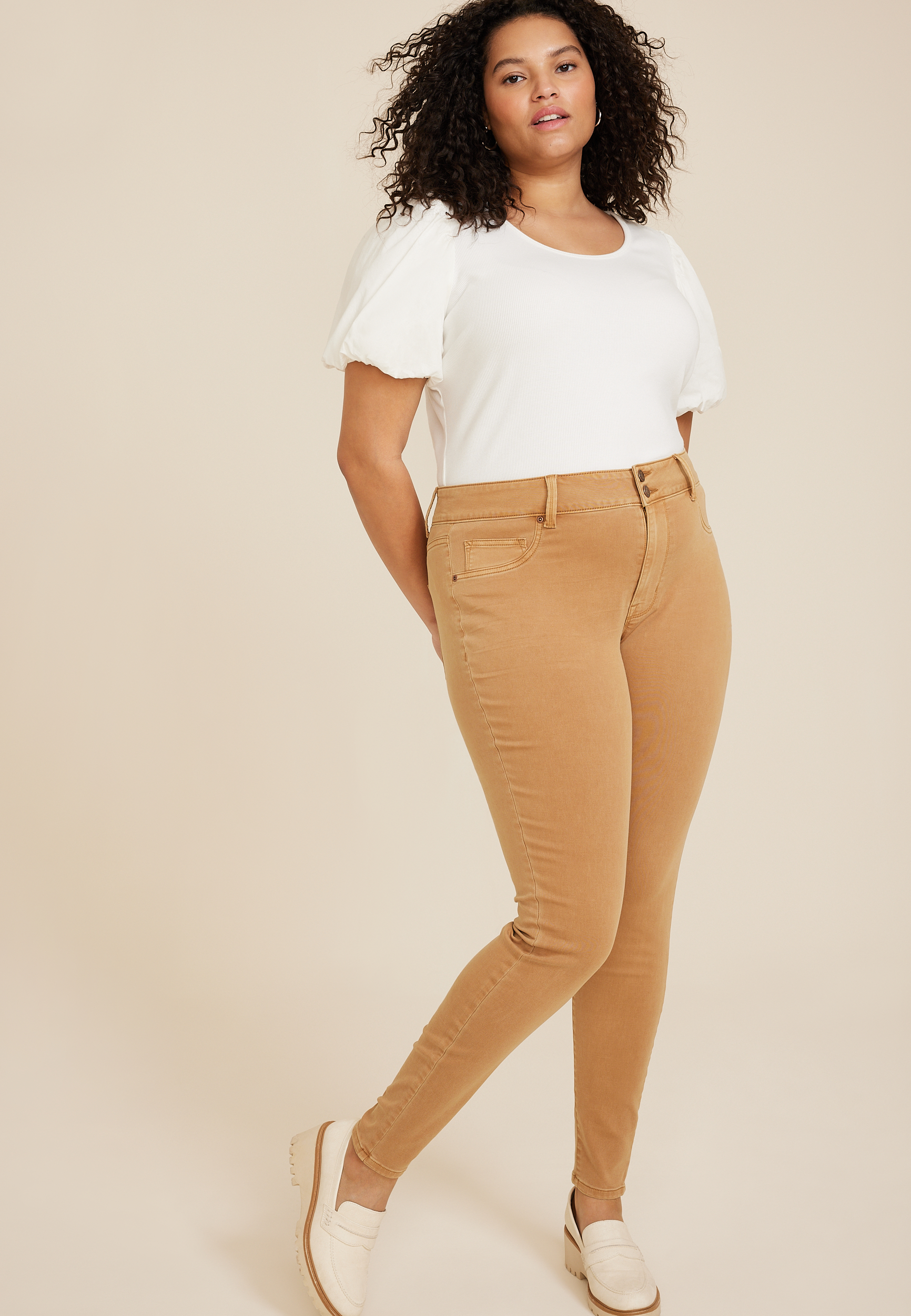 Plus Size m jeans by maurices™ Cool Comfort Crossover High Rise Pull On  Super Skinny Jean