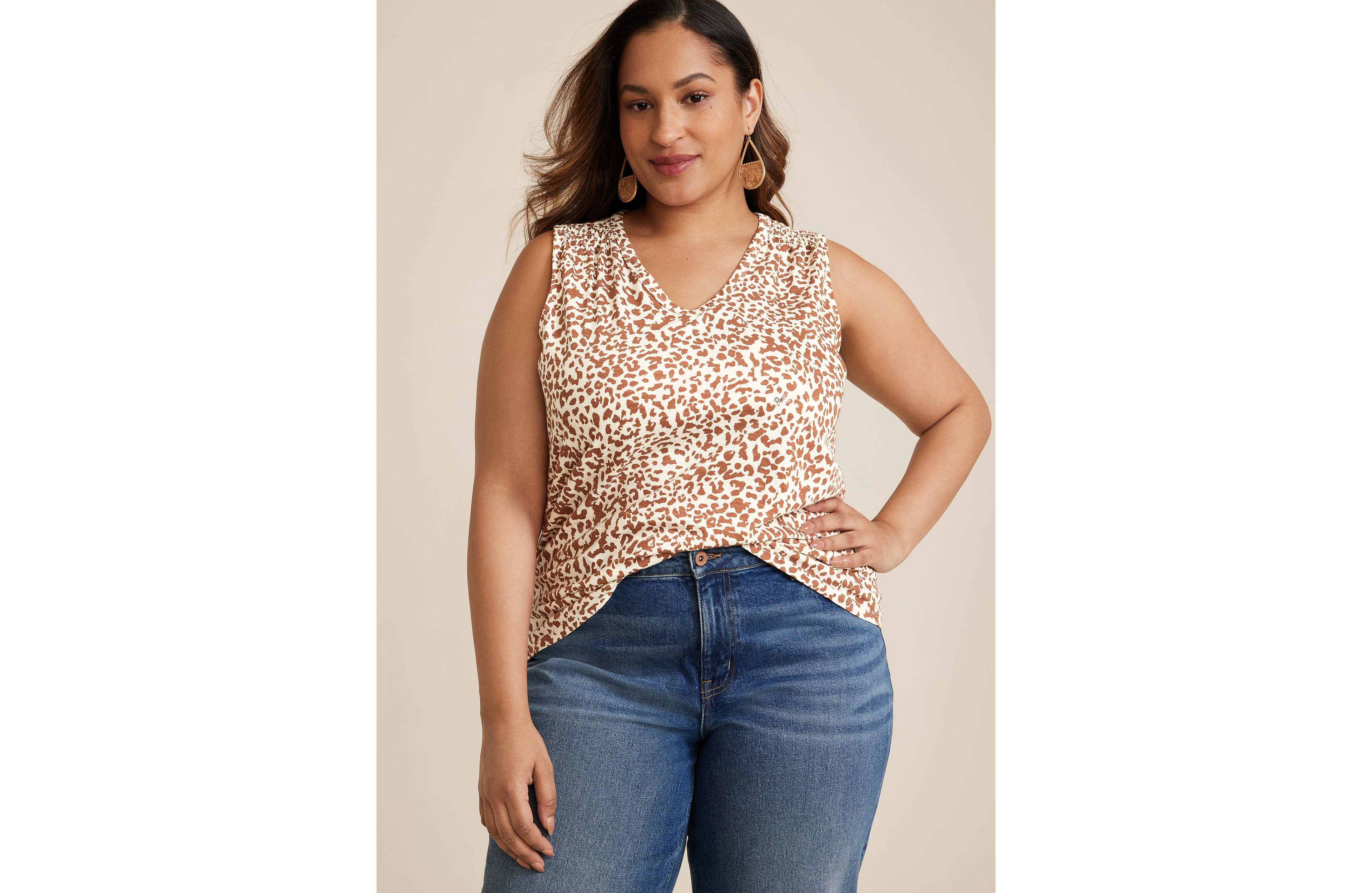 Plus 24/7 Morgan Animal V Neck Tank Top