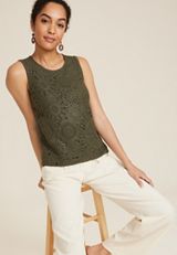 Crochet Front Tank Top, C6522, small