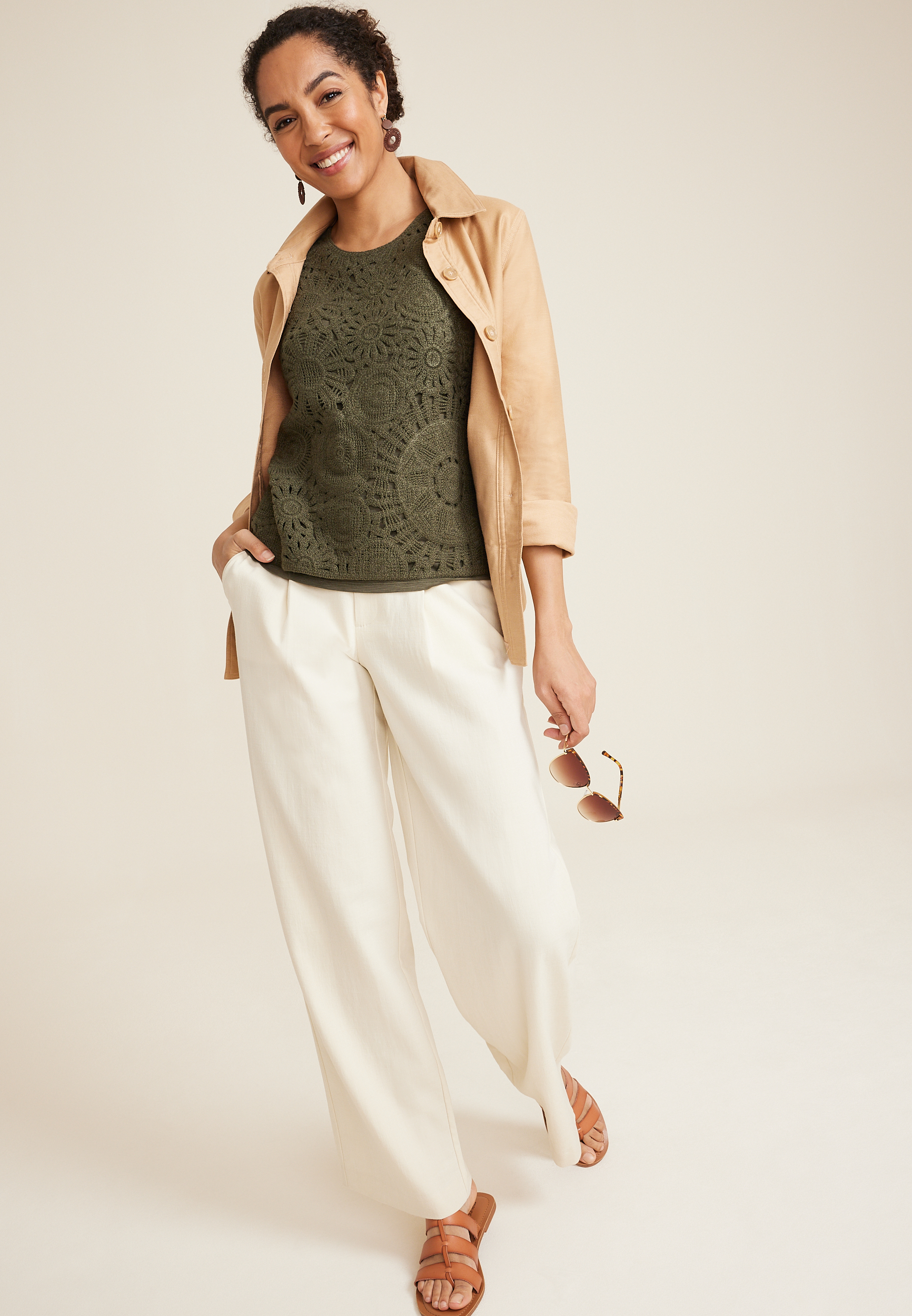 Crochet Front Tank Top, C6522, large