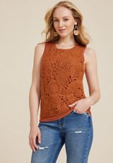 Crochet Front Tank Top, C9699, small
