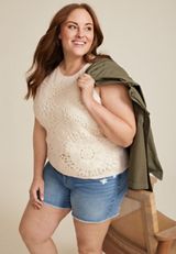 Plus Size Crochet Front Tank Top, C4681, small