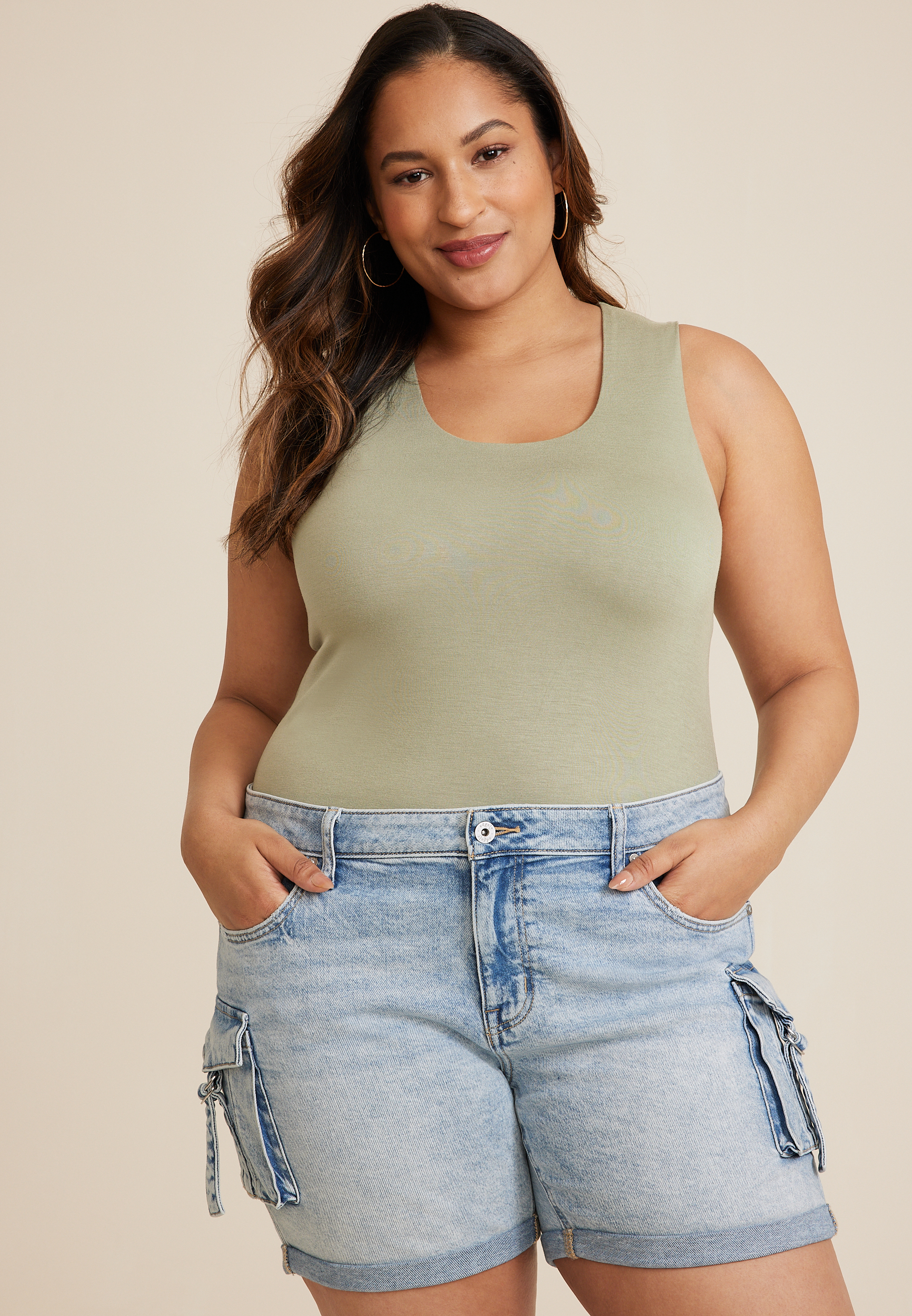 Plus Size Simply Smooth Double Layer Scoop Neck Top