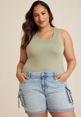 Plus Size Simply Smooth Double Layer Scoop Neck Tank Top, C425, small