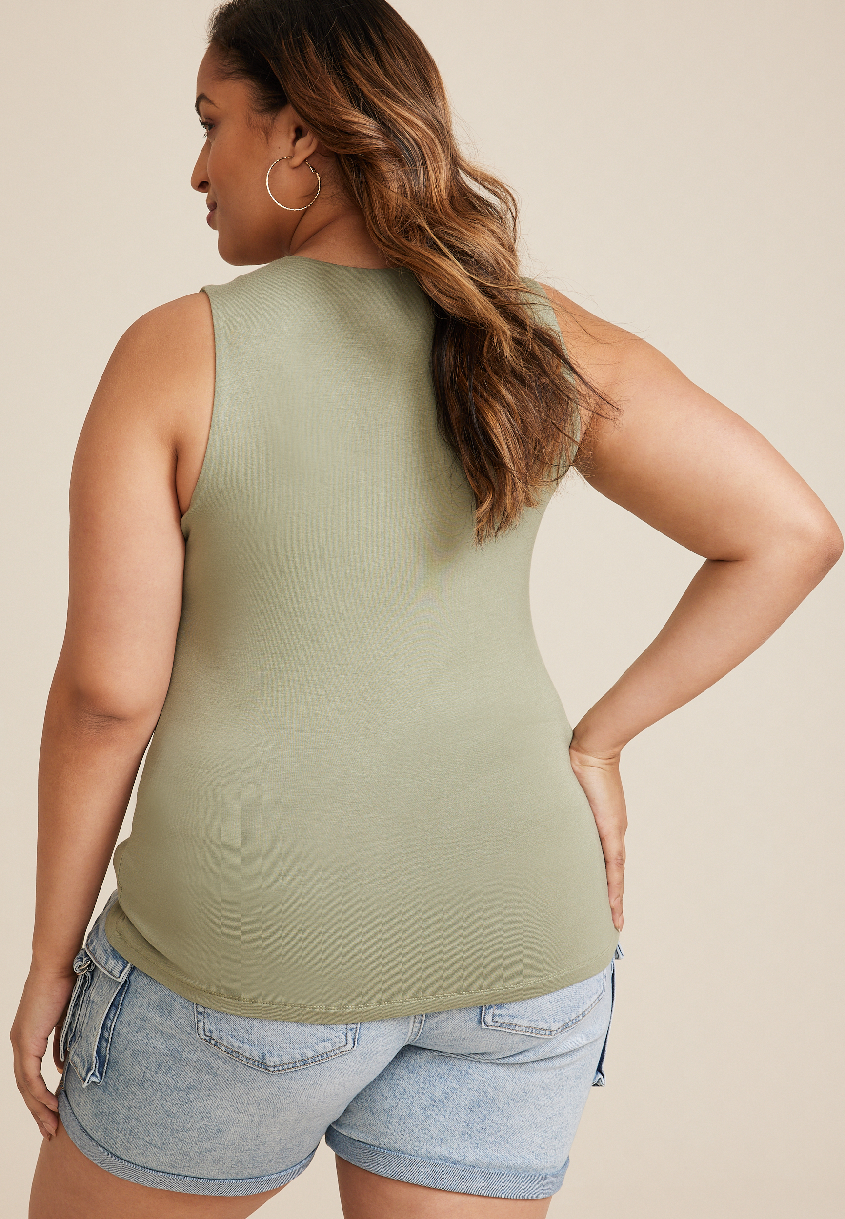 Plus Size Simply Smooth Double Layer Scoop Neck Tank Top, C425, large