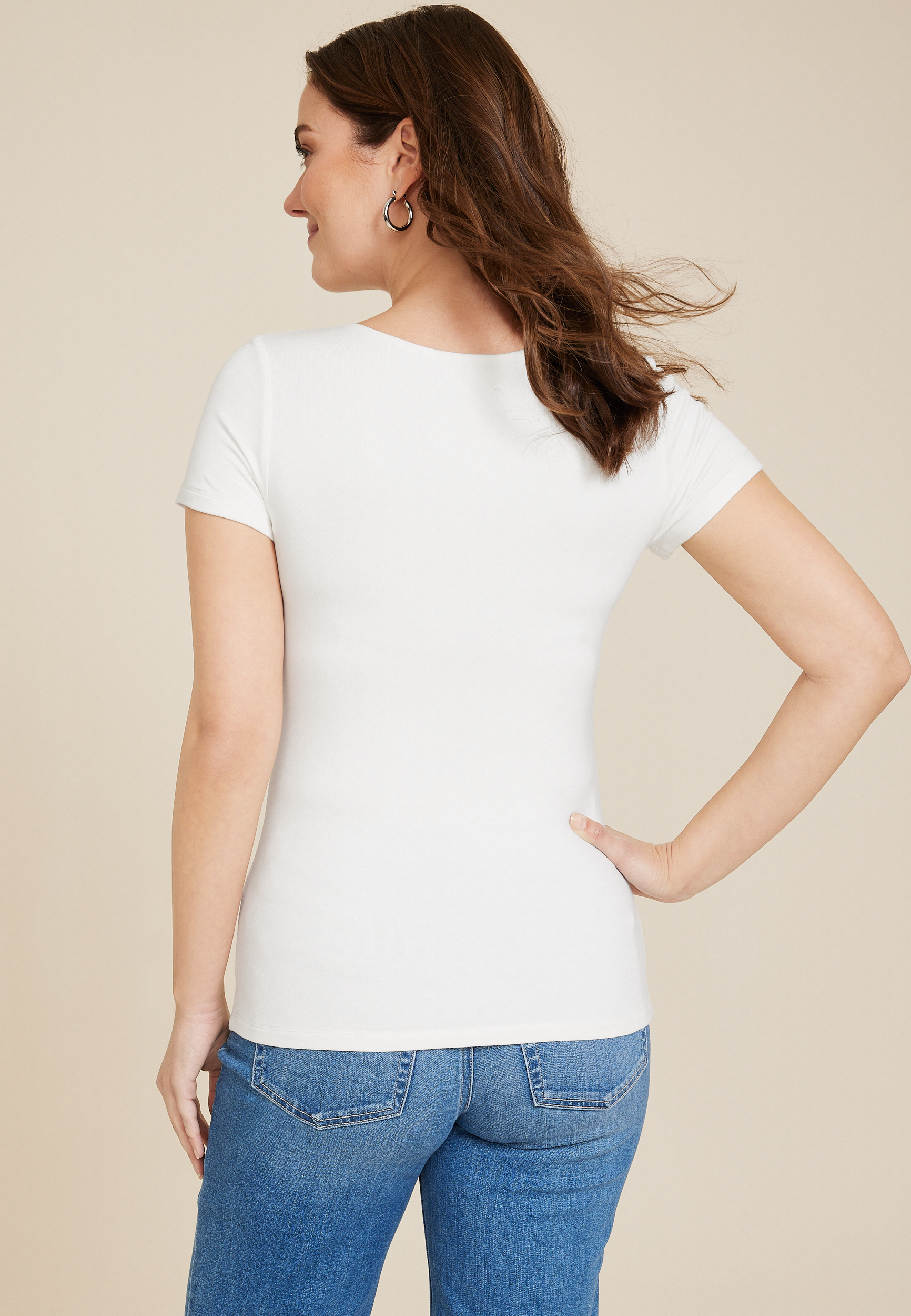 Simply Smooth Double Layer Scoop Neck Top, C4673, large
