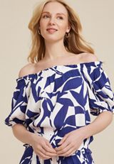 Printed Off The Shoulder Blouse, C9712, small
