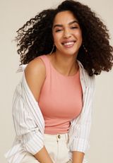 Simply Smooth Double Layer High Neck Tank Top, C3185, small