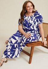 Plus Size Printed Off The Shoulder Blouse, C9712, small