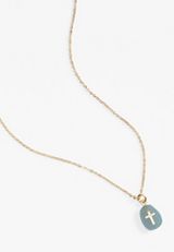 Stone Cross Pendant Necklace, GRAY, small