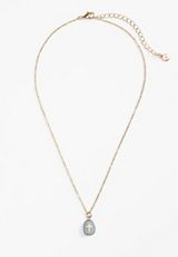 Stone Cross Pendant Necklace, GRAY, small