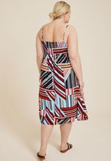 Plus Size Americana Striped Midi Dress, C9698, small