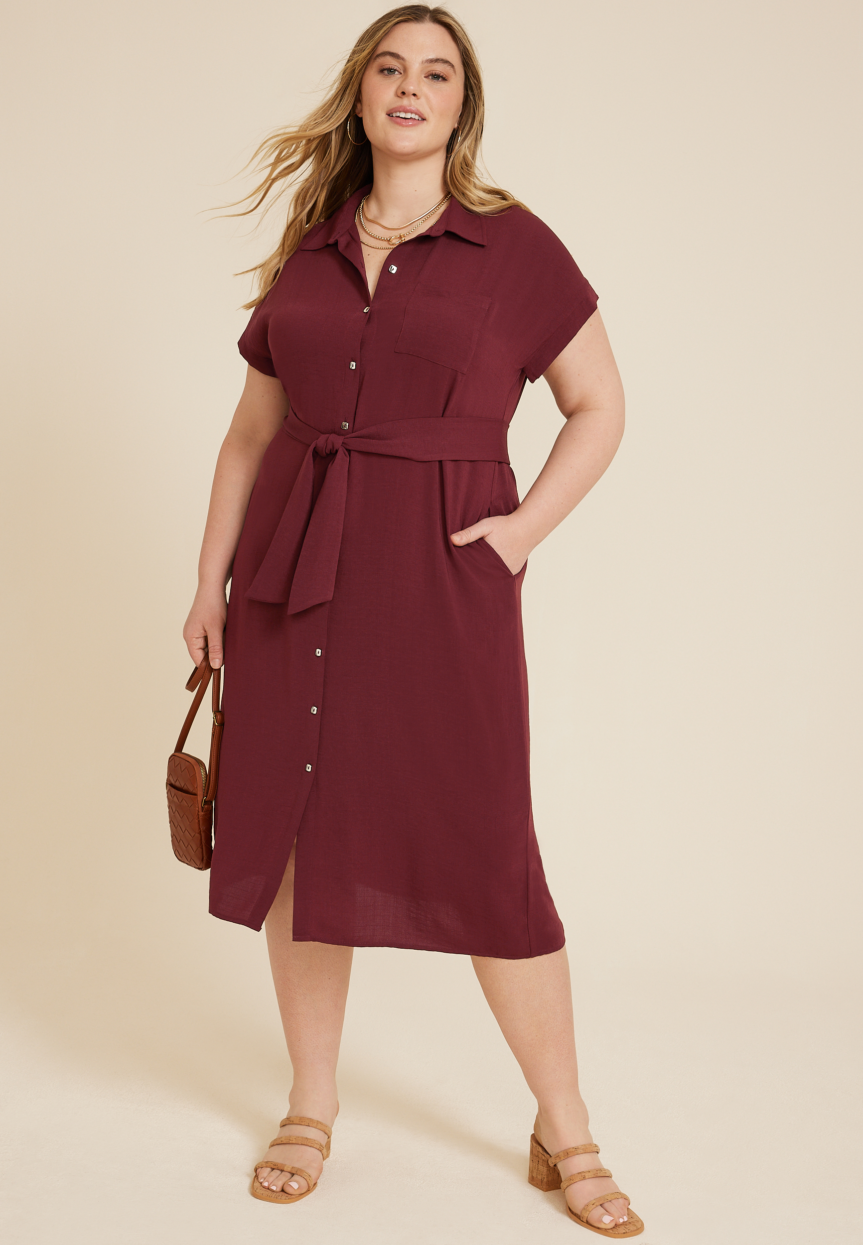 Plus Size Utility Midi Dress, C5325, large