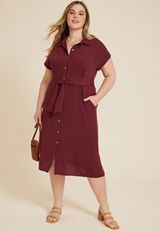Plus Size Utility Midi Dress, C5325, small