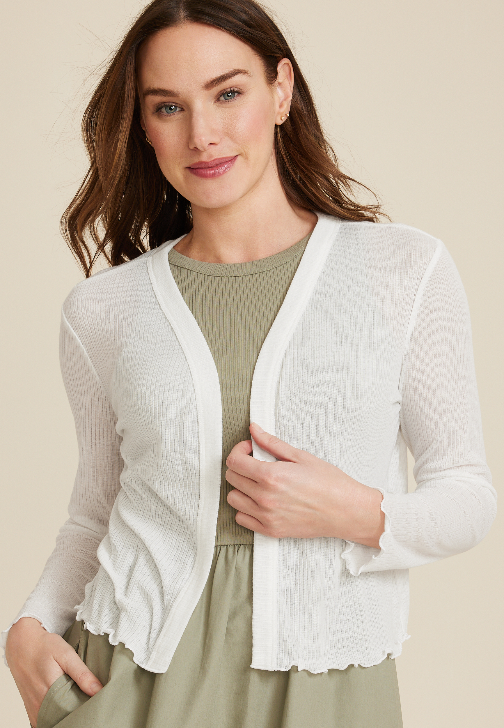 Paper Weight Open Front Cardigan