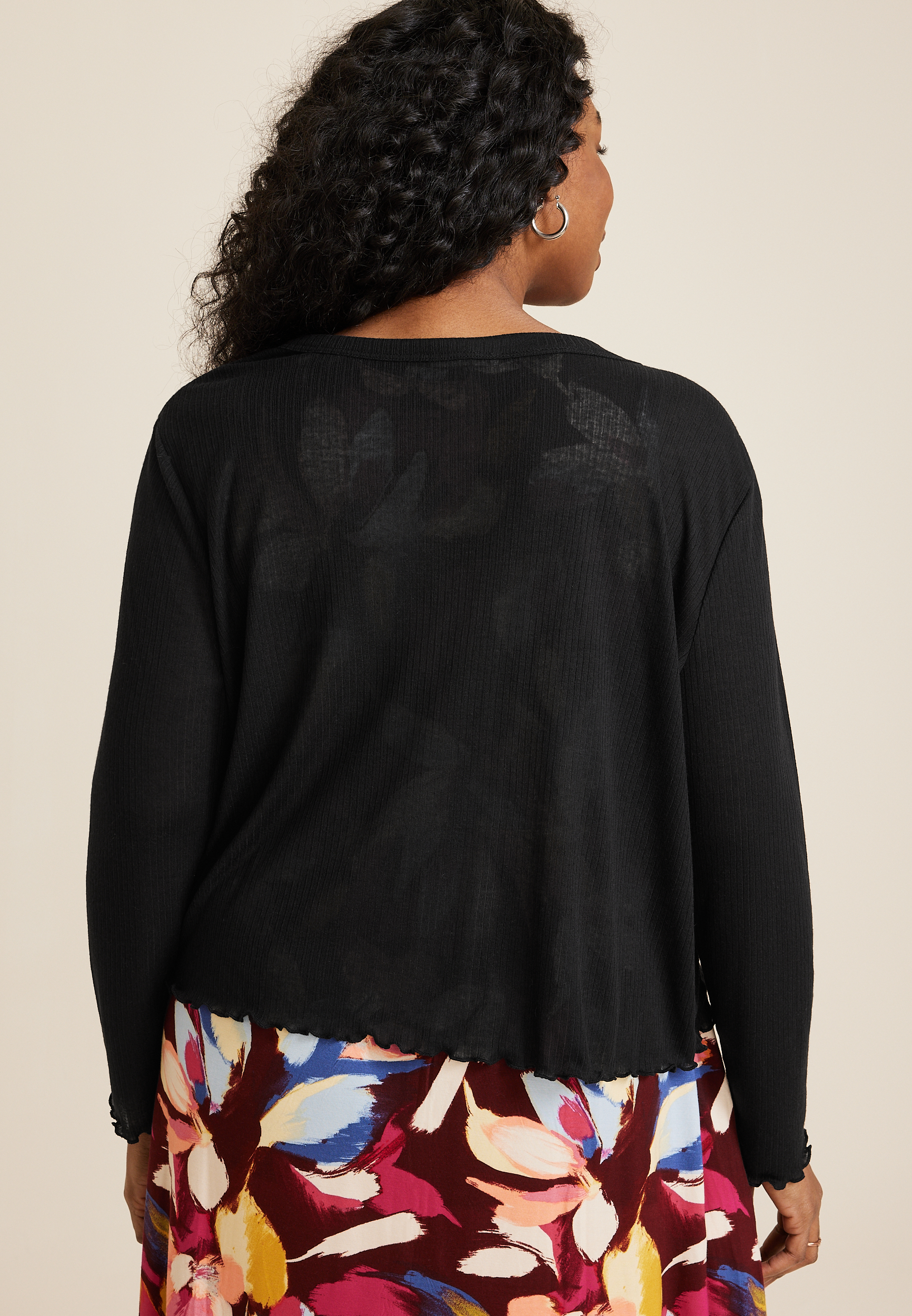Plus Size Paper Weight Open Front Cardigan, BLACK, large