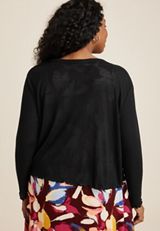 Plus Size Paper Weight Open Front Cardigan, BLACK, small
