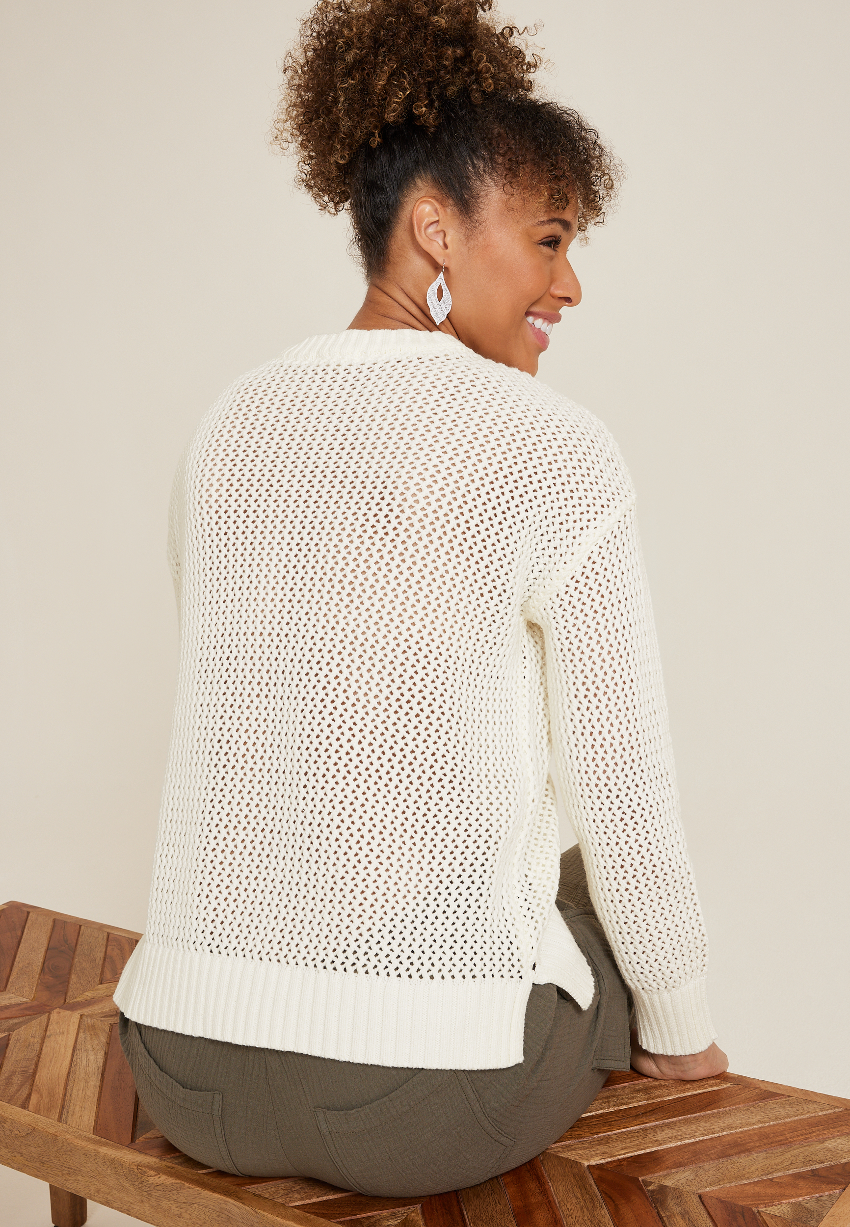 Americana Open Stitch Sweater, C2380, large