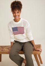 Americana Open Stitch Sweater, C2380, small