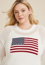 Plus Size Americana Open Stitch Sweater, C2380, small