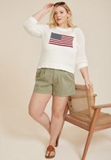 Plus Size Americana Open Stitch Sweater, C2380, small