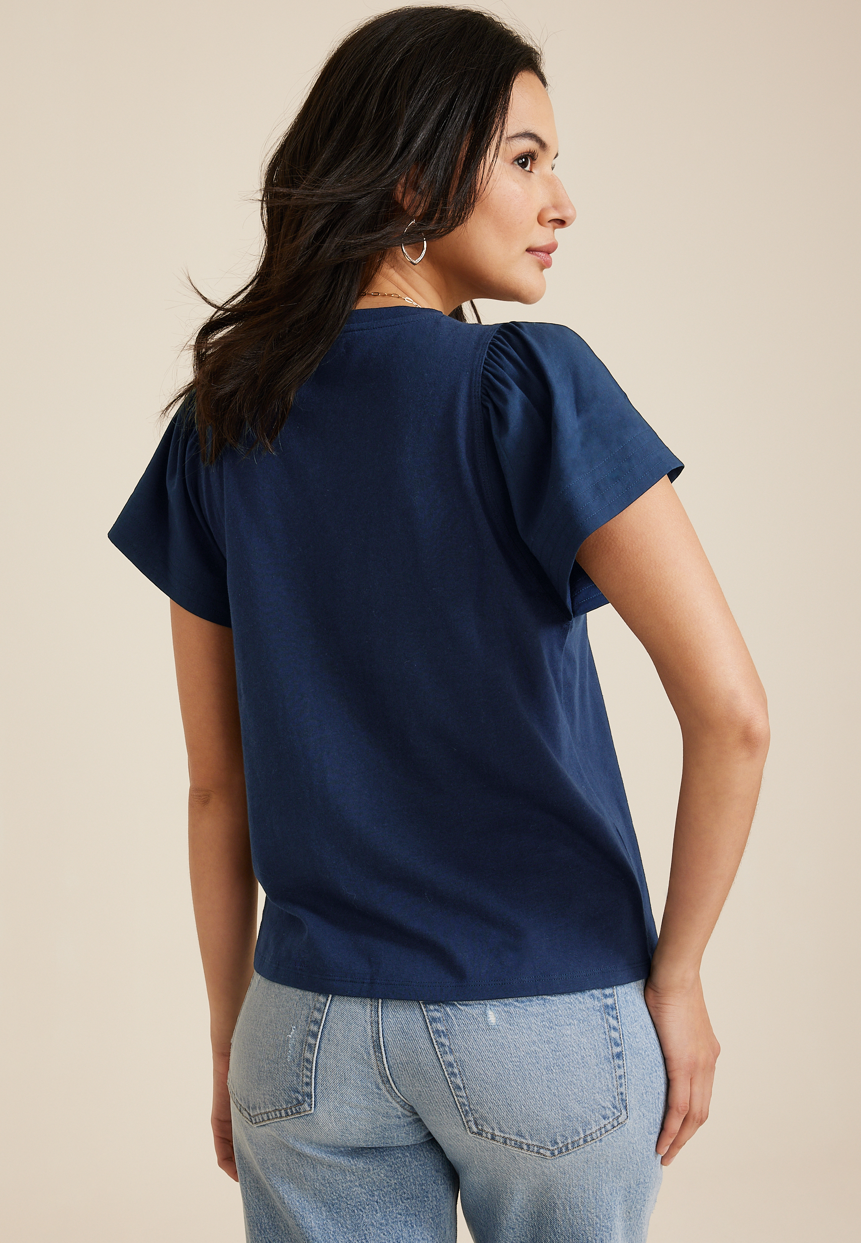 Woven Flutter Sleeve Tee