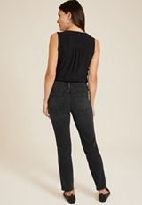m jeans by maurices&trade; Black Mid Rise Slim Straight Ankle Jean, BLACK, small