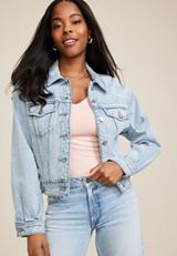 Goldie Blues&trade; Oversized Crop Jean Jacket, MEDIUM SANDBLAST, small