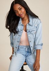Goldie Blues&trade; Oversized Crop Jean Jacket, MEDIUM SANDBLAST, small