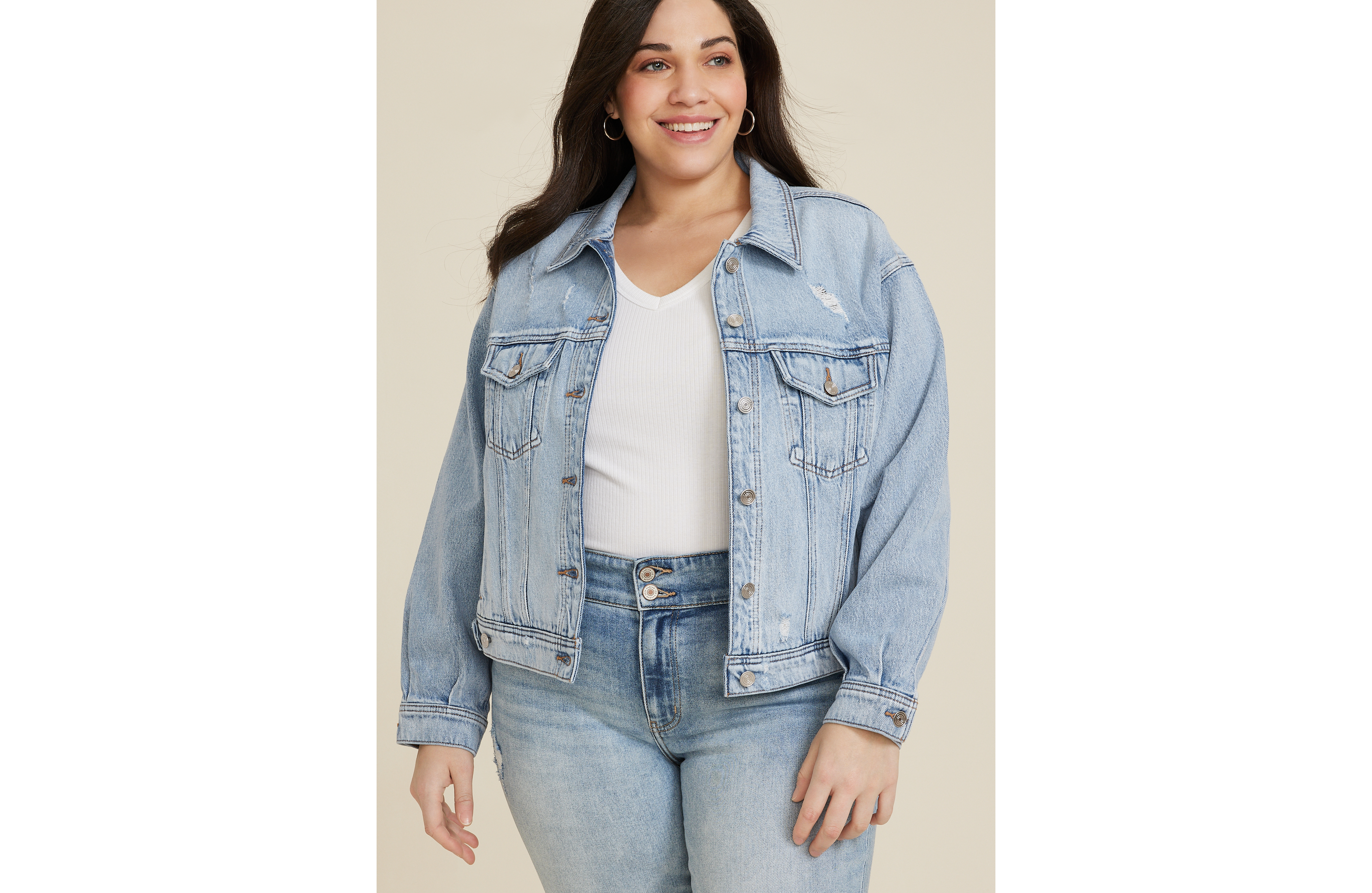 Plus Goldie Blues™ Oversized Crop Jean Jacket