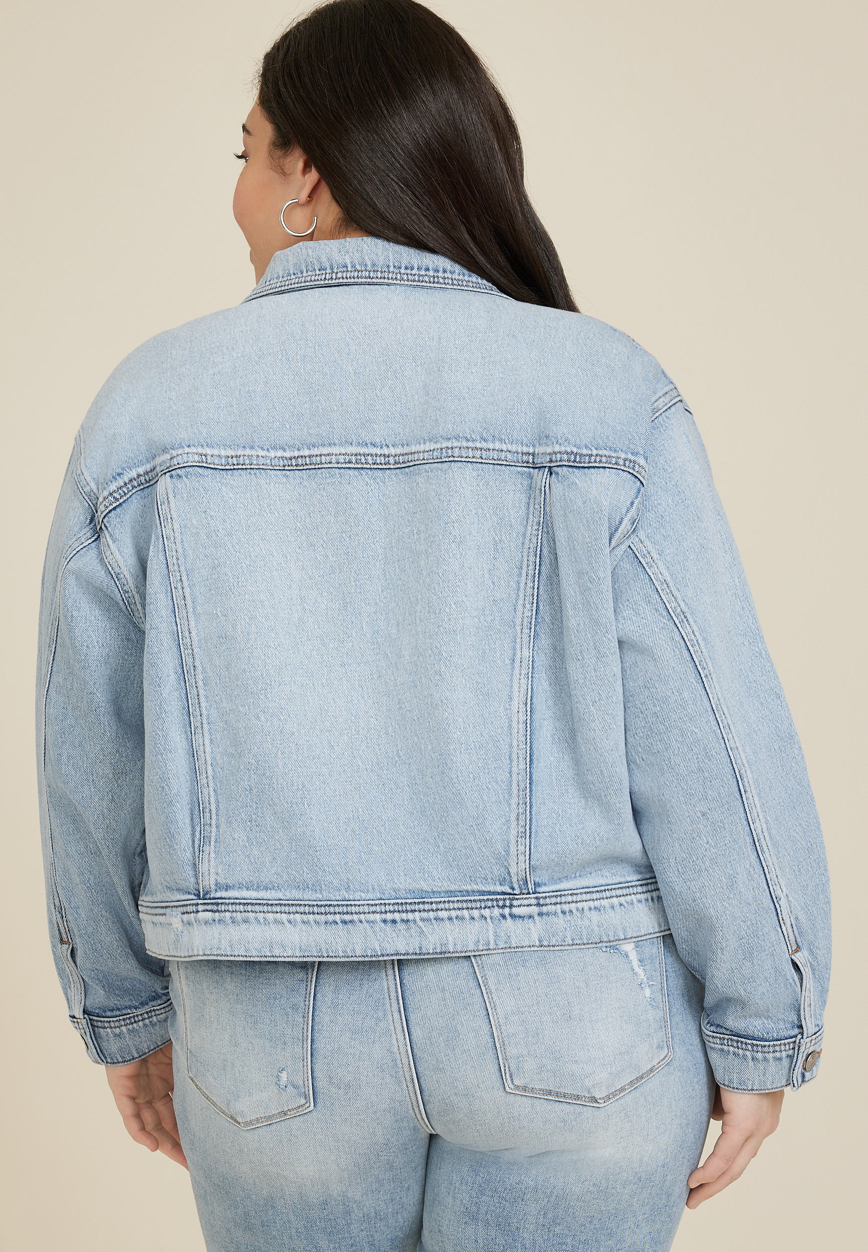 Plus Size Goldie Blues&trade; Oversized Crop Jean Jacket, C3337, large
