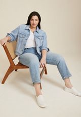Plus Size Goldie Blues&trade; Oversized Crop Jean Jacket, C3337, small