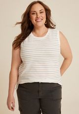 Plus Size 24/7 Milan Striped Sleeveless Tank, C3986, small