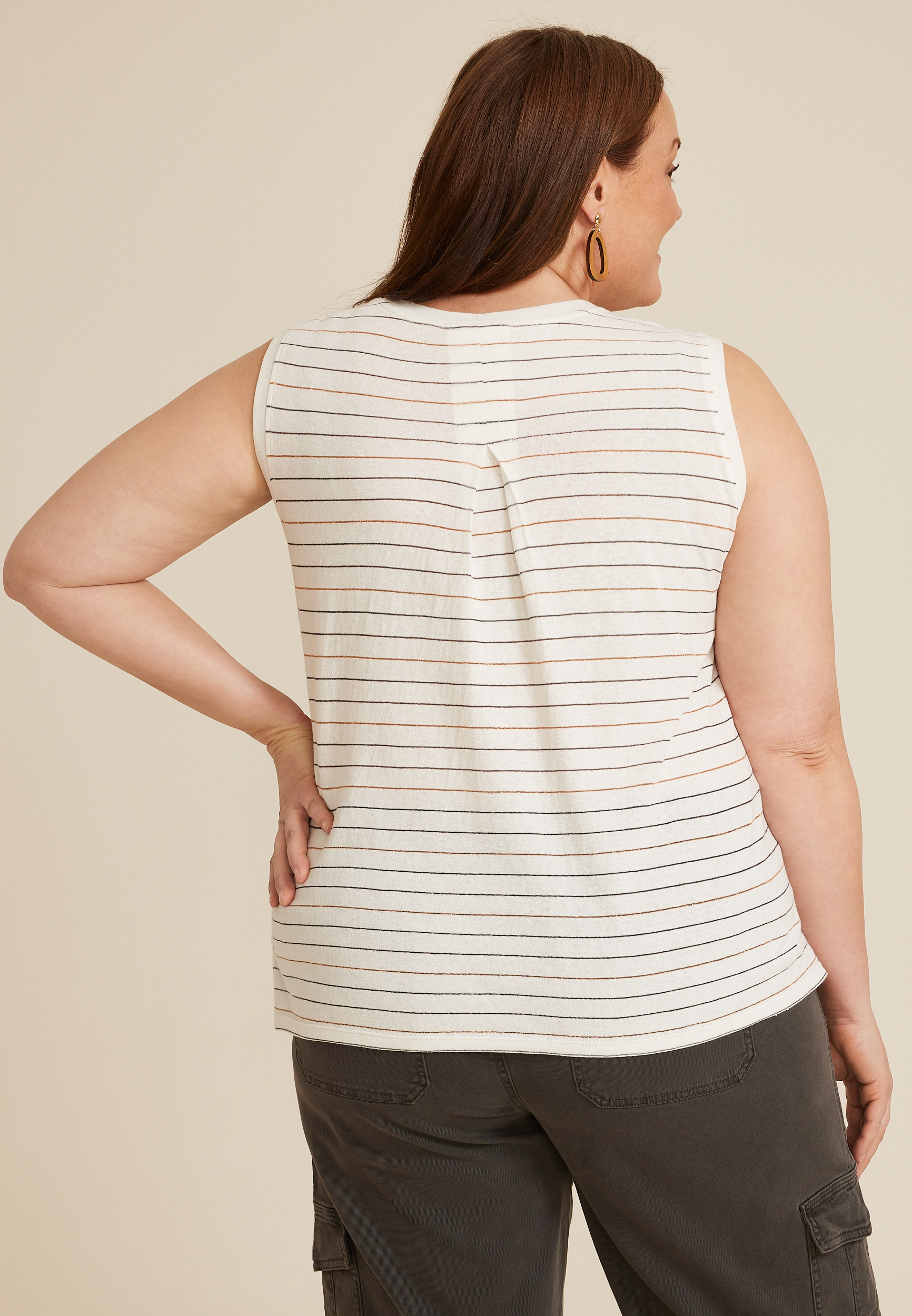 Plus Size 24/7 Milan Striped Sleeveless Tank, C3986, large