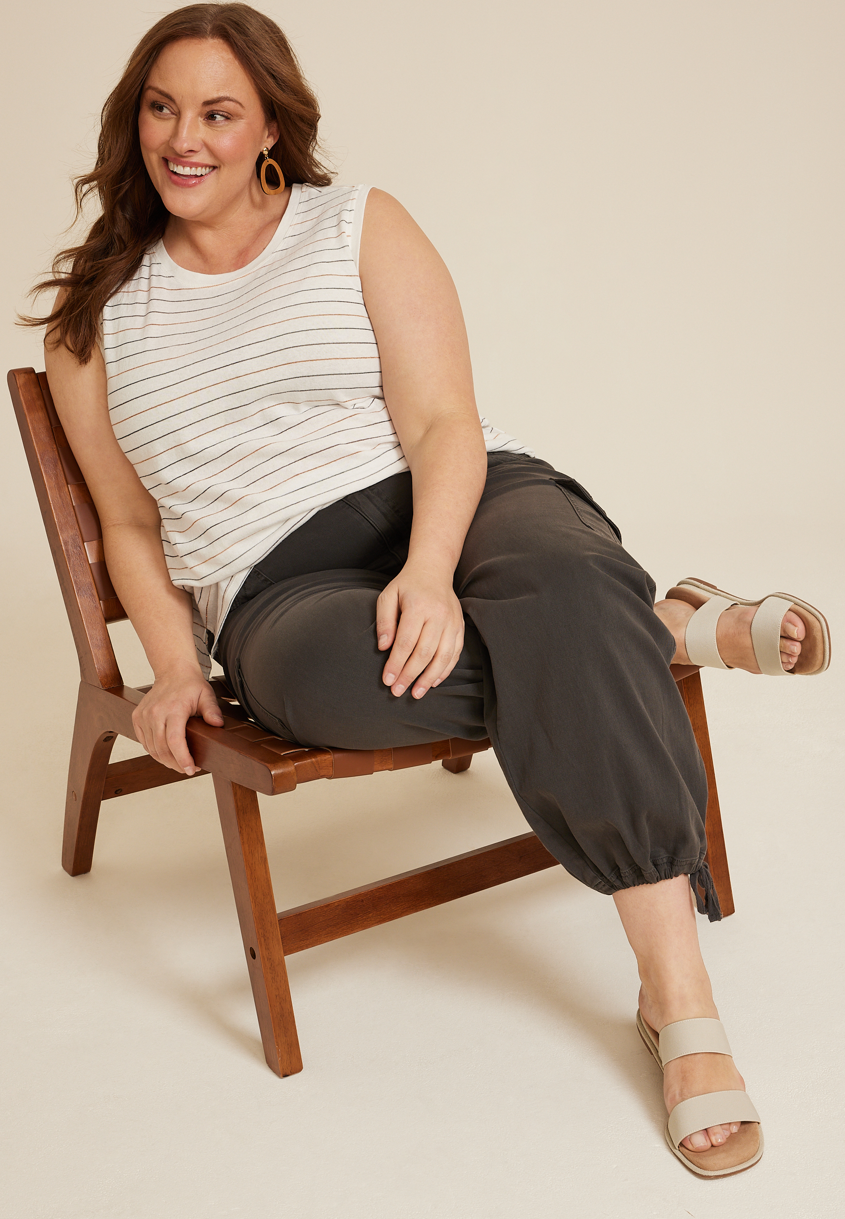 Plus Size 24/7 Milan Striped Sleeveless Tank, C3986, large